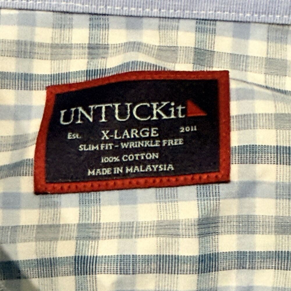 UNTUCKit Men’s XL Slim Fit Check Performance Shirt Long Sleeve Button Up - Picture 2 of 12